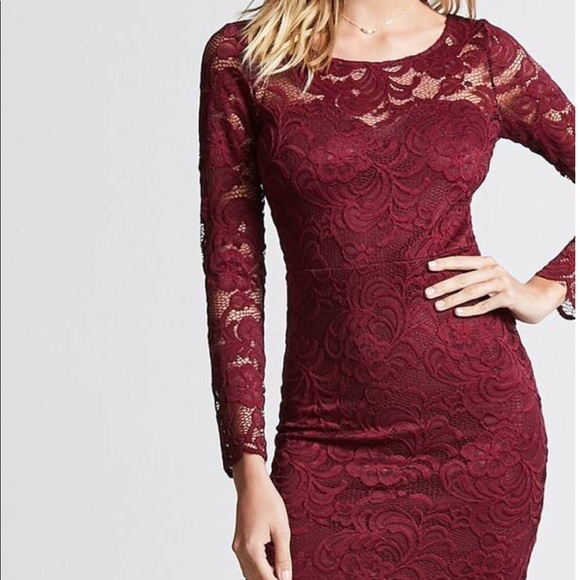 maroon lace bodycon dress